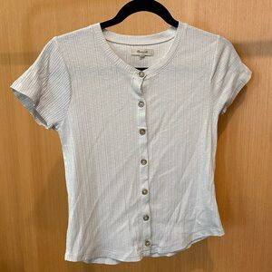 Madewell Pointelle Button Front Slim Tee | Size XS